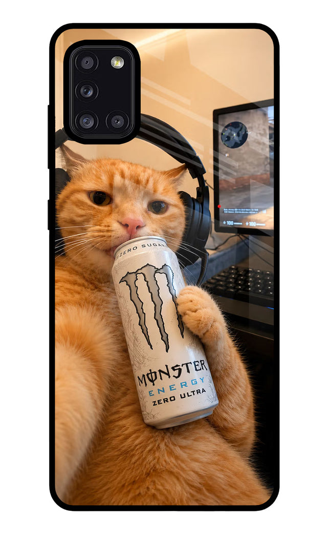 Gamer Cat Energy Samsung A31 Glass Case