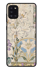 White Lily Samsung A31 Glass Case Back Cover by Casekaro