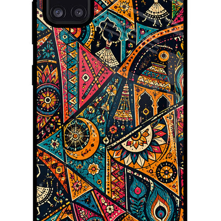 Folk Print Samsung A31 Glass Case