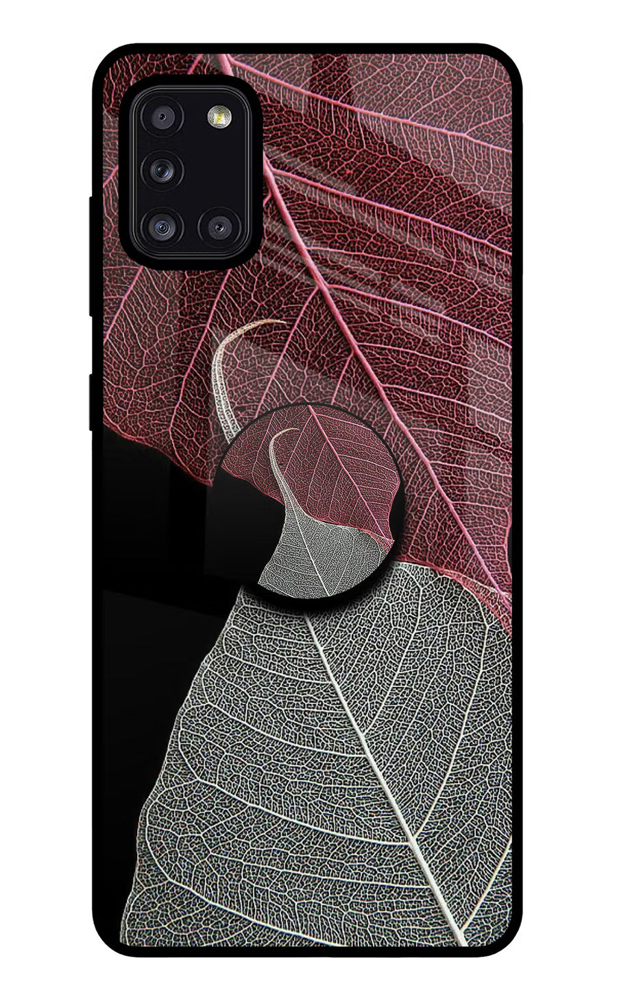 Leaf Pattern Samsung A31 Pop Case, Glass case
