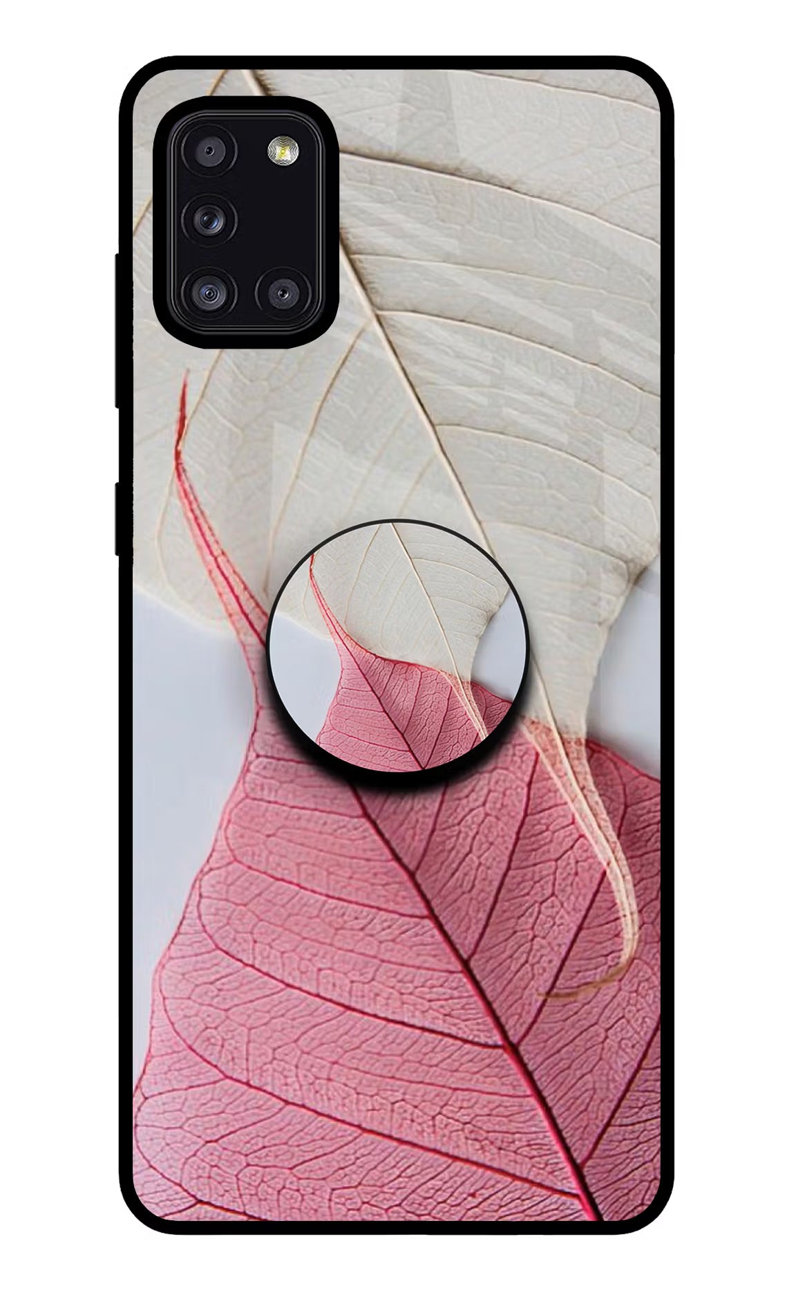 White Pink Leaf Samsung A31 Pop Case by Casekaro