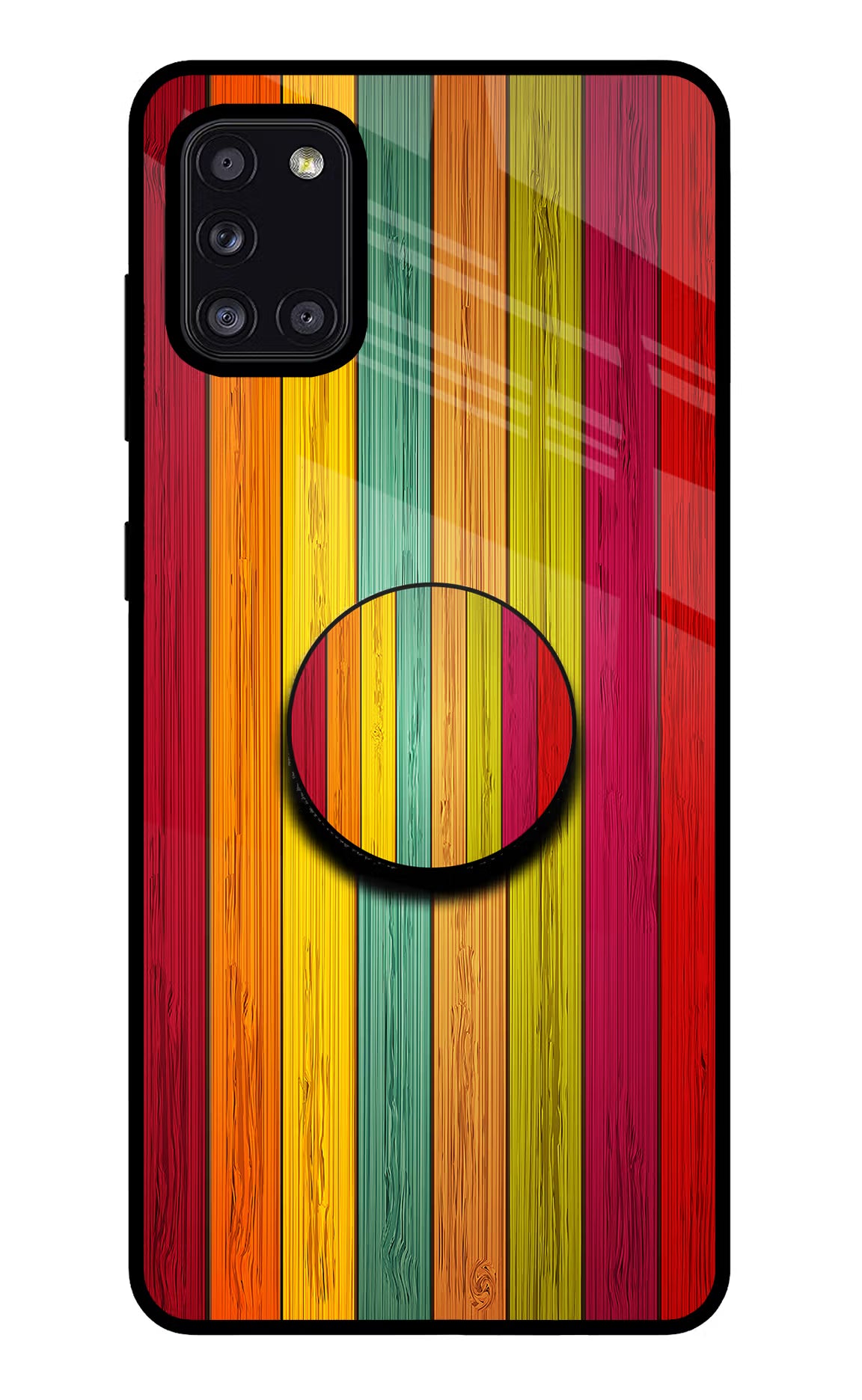 Multicolor Wooden Samsung A31 Pop Case by Casekaro