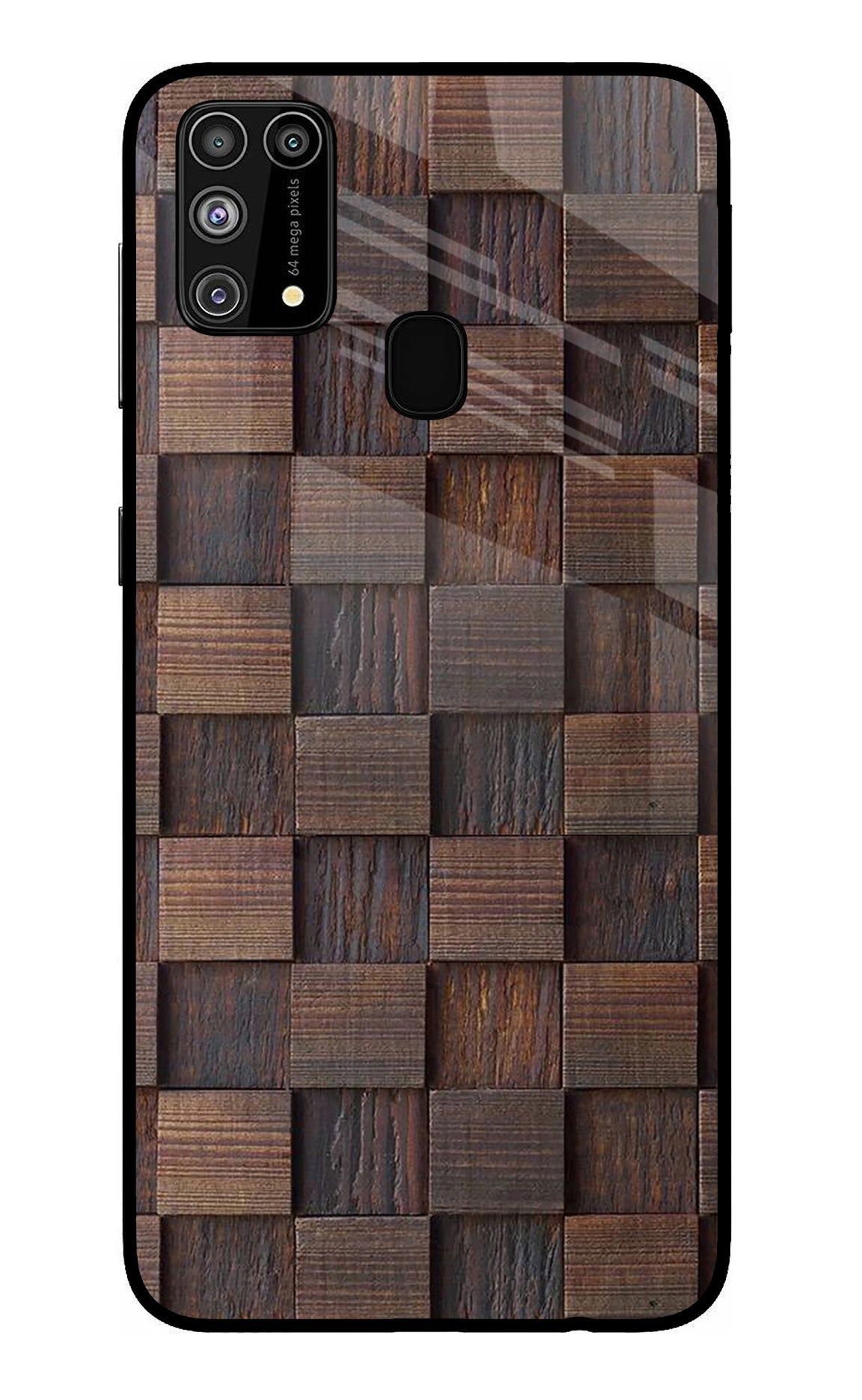 Wooden Cube Design Samsung M31/F41 Glass Case