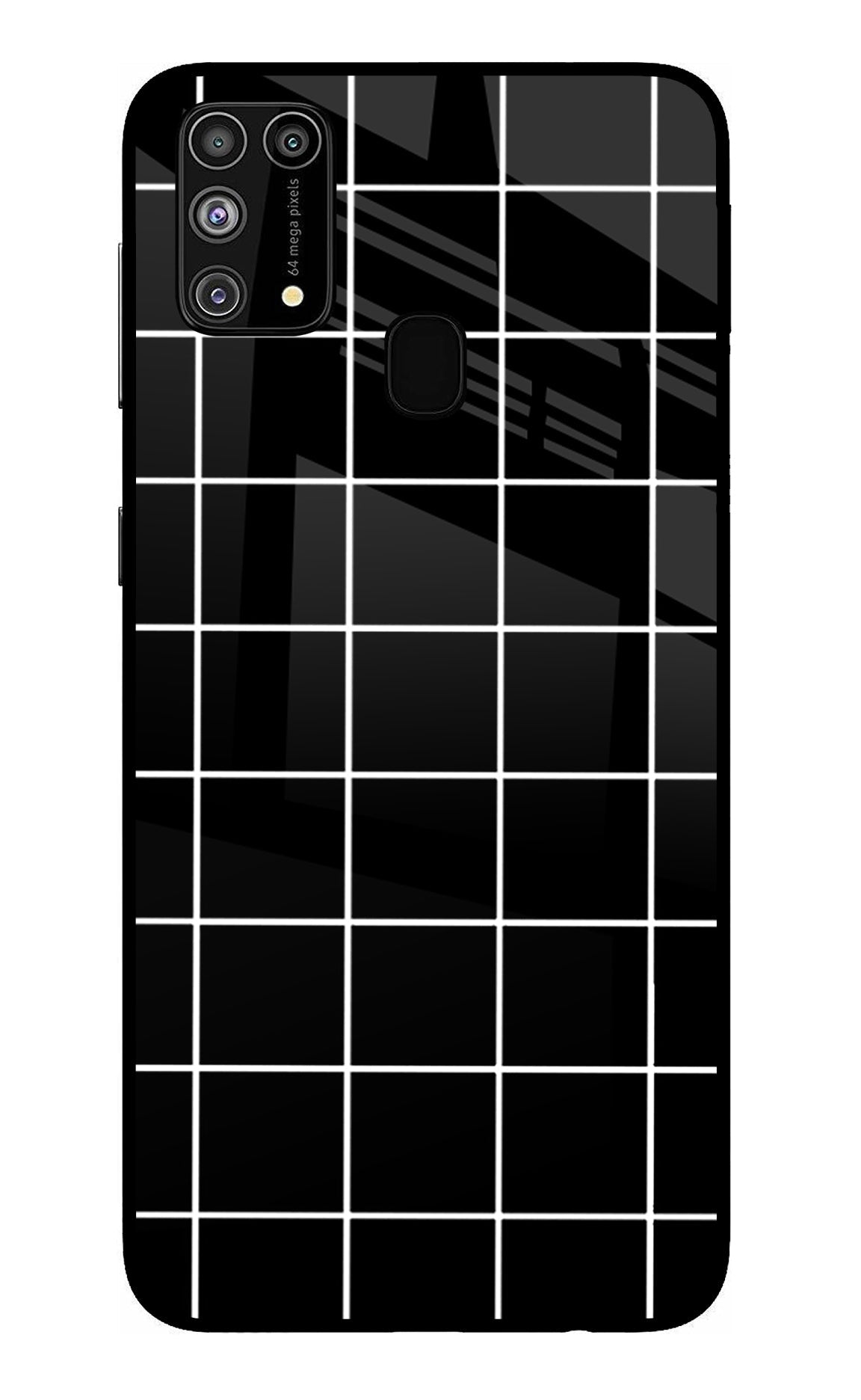 White Grid Samsung M31/F41 Glass Case