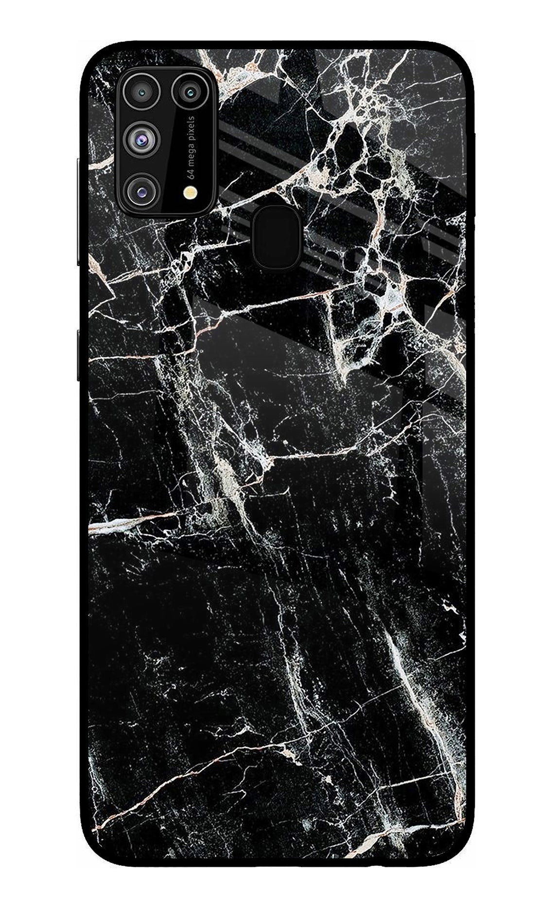 Black Marble Texture Samsung M31/F41 Glass Case