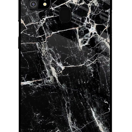 Black Marble Texture Samsung M31/F41 Glass Case Back Cover by Casekaro