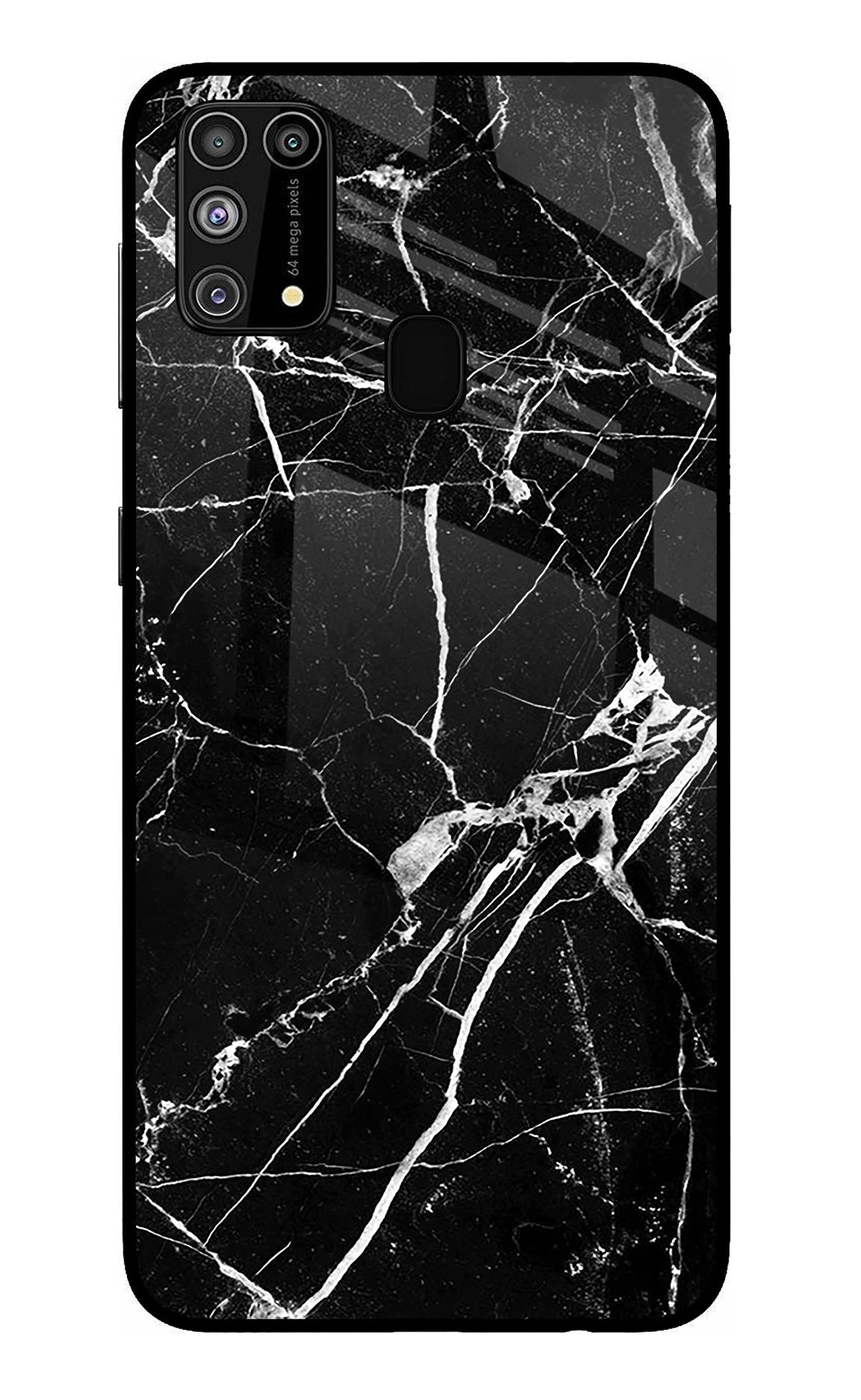 Black Marble Pattern Samsung M31/F41 Glass Case
