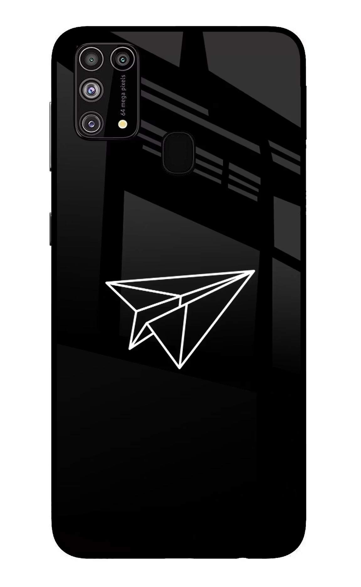 Paper Plane White Samsung M31/F41 Glass Case Back Cover by Casekaro