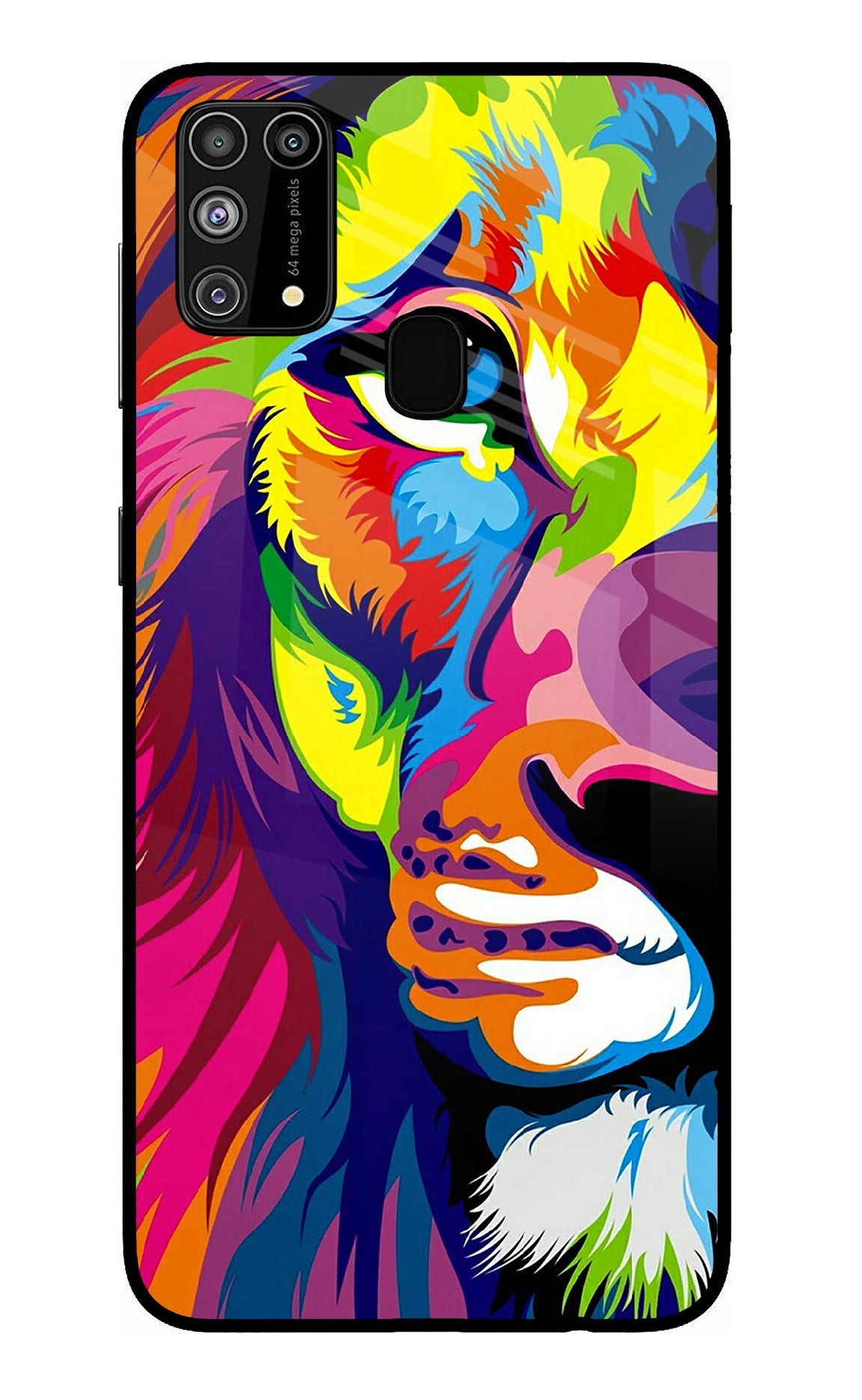 Lion Half Face Samsung M31/F41 Glass Case