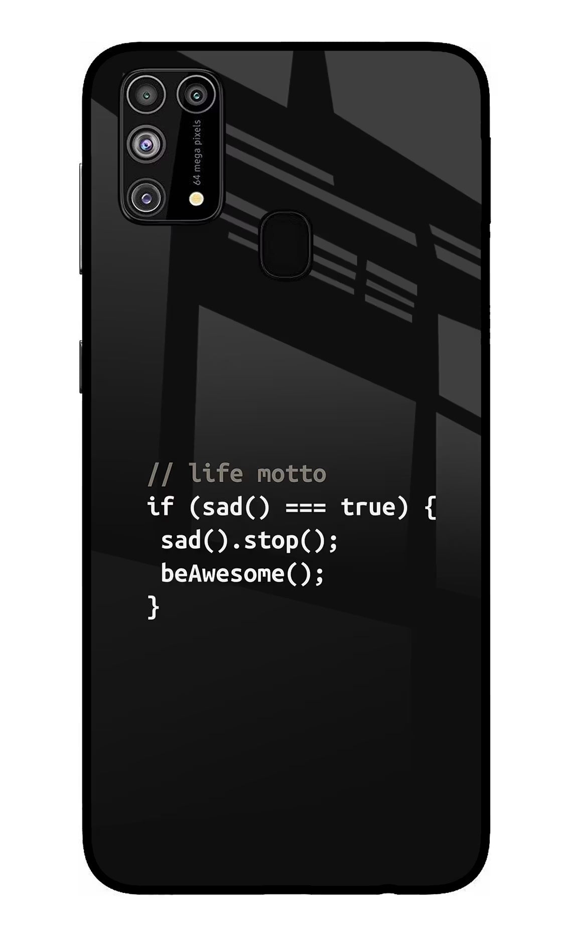 Life Motto Code Samsung M31/F41 Glass Case Back Cover by Casekaro