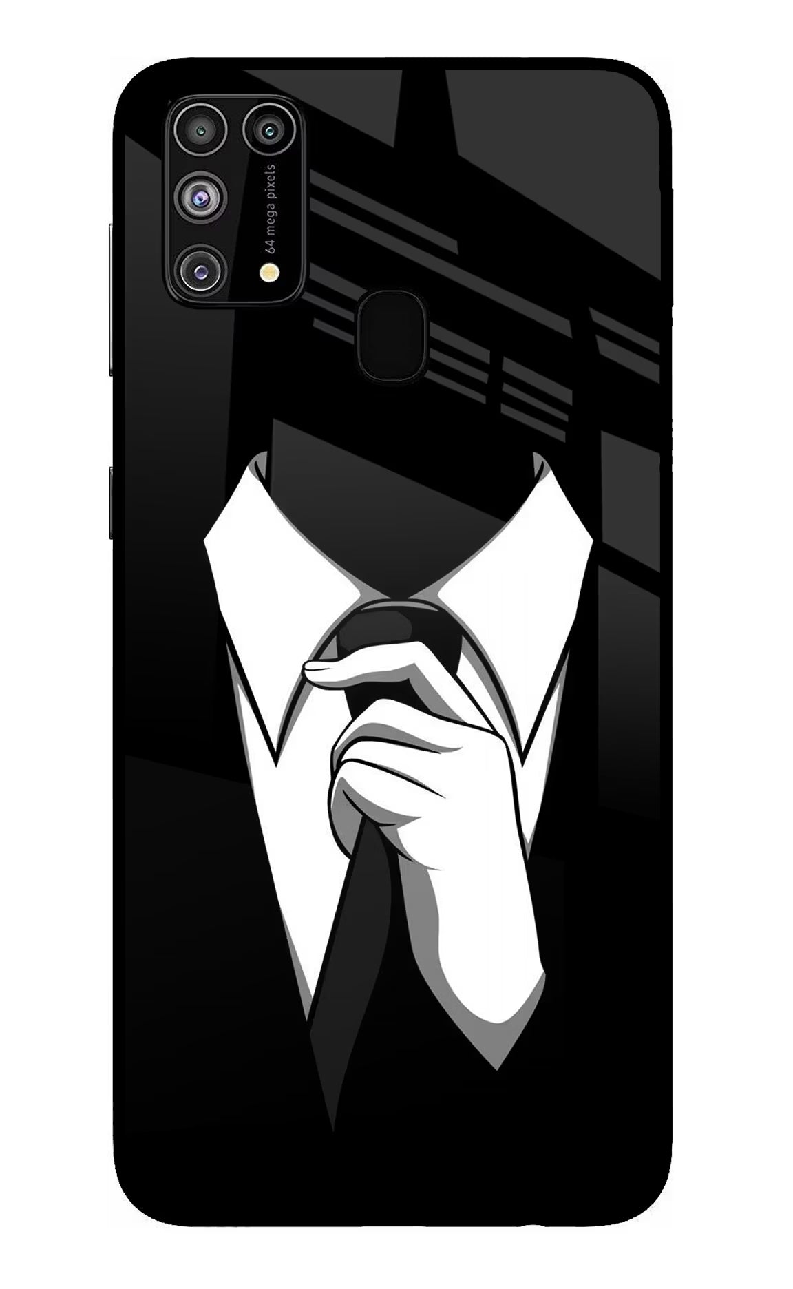Black Tie Samsung M31/F41 Glass Case Back Cover by Casekaro