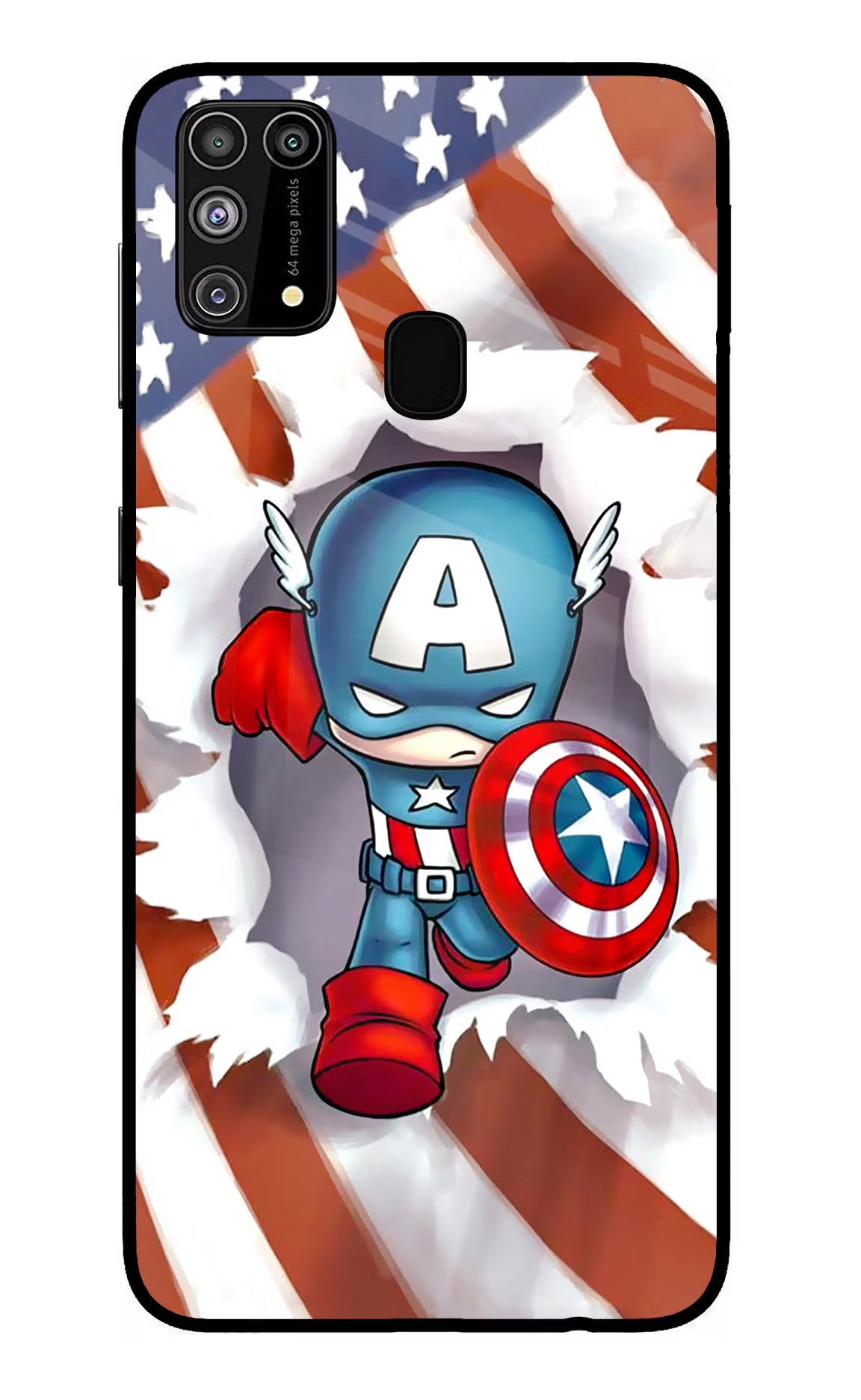Captain America Samsung M31/F41 Glass Case Back Cover by Casekaro