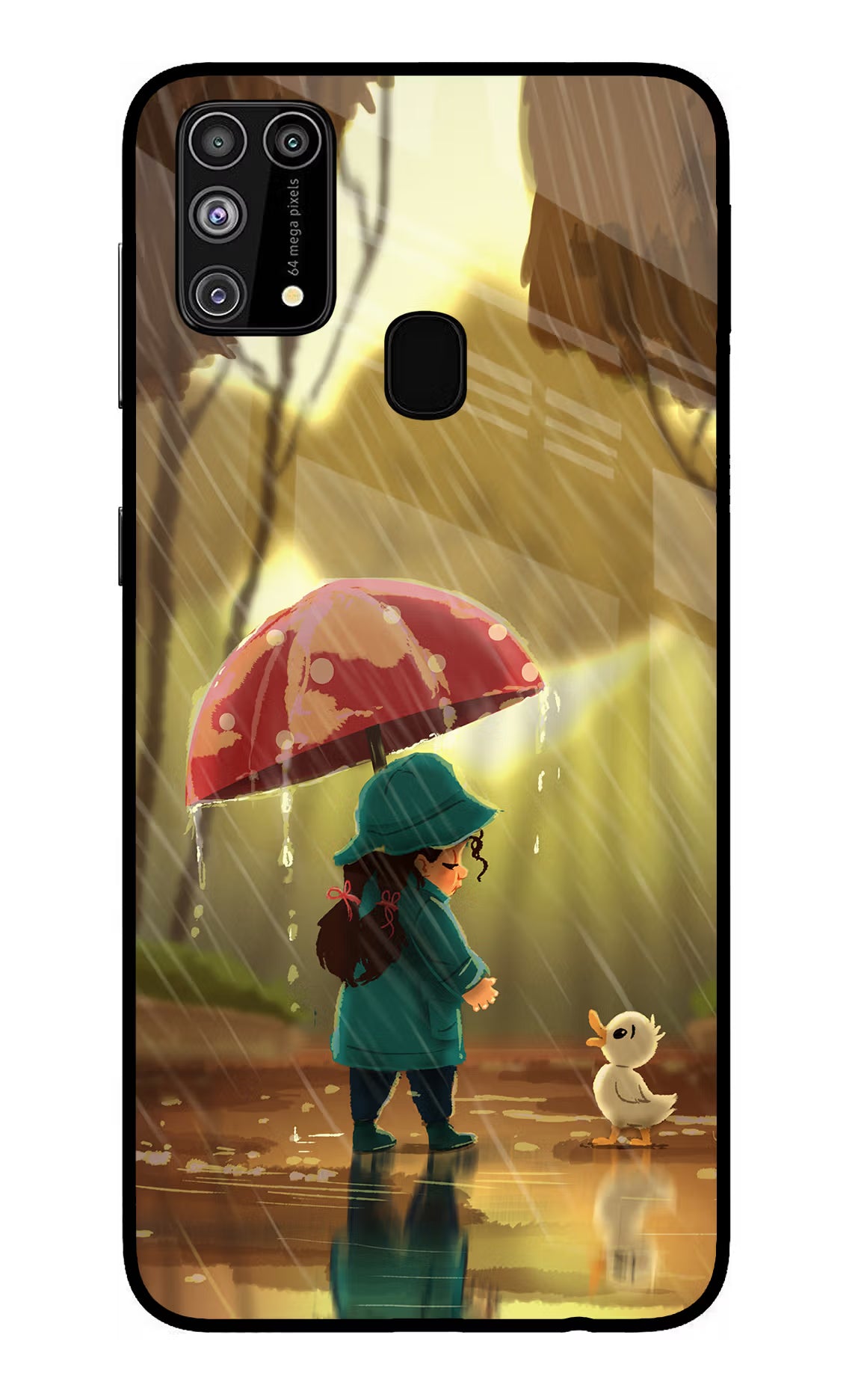 Rainy Day Samsung M31/F41 Glass Case Back Cover by Casekaro