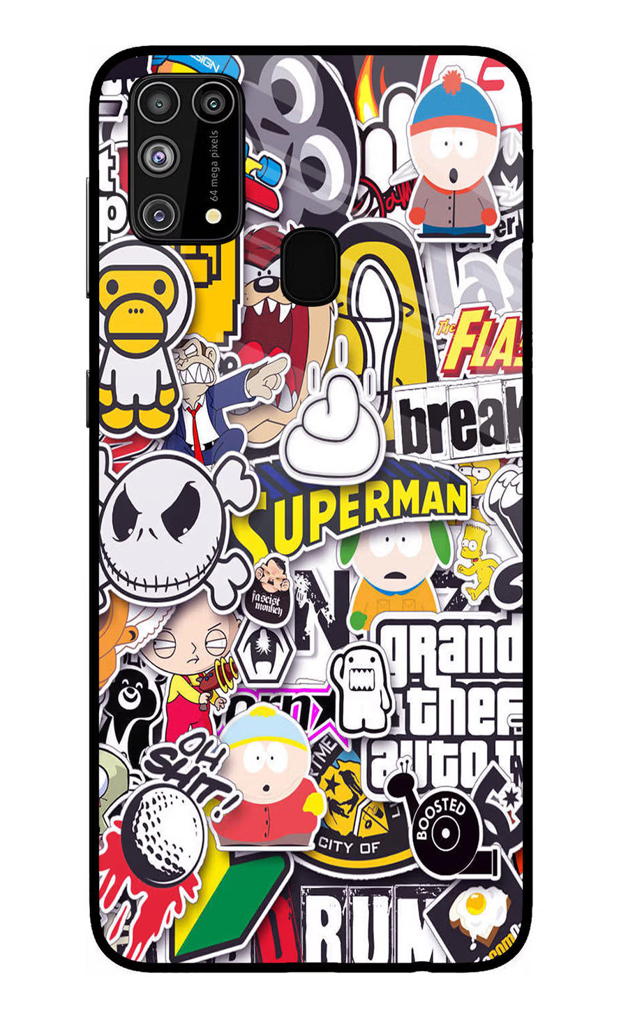 Sticker Bomb Samsung M31/F41 Back Cover, Glass case
