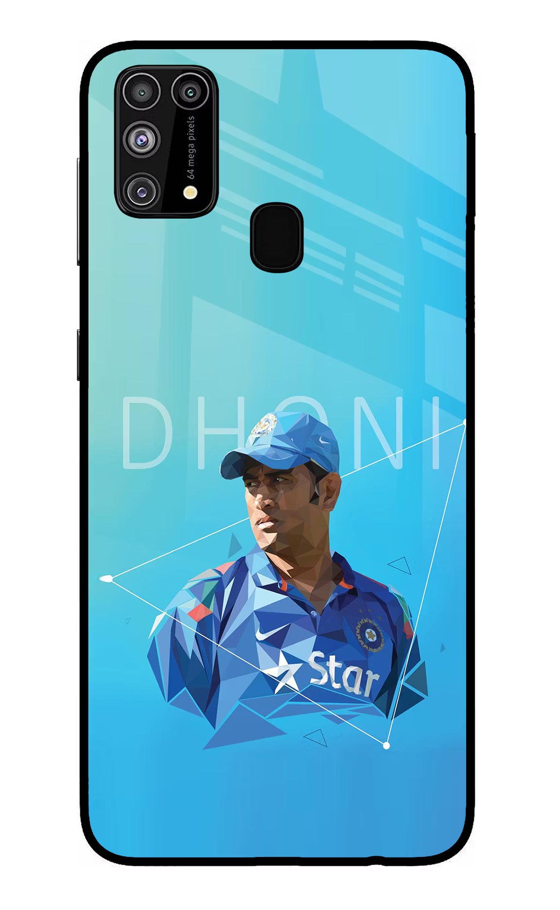 Dhoni Artwork Samsung M31/F41 Glass Case Back Cover by Casekaro