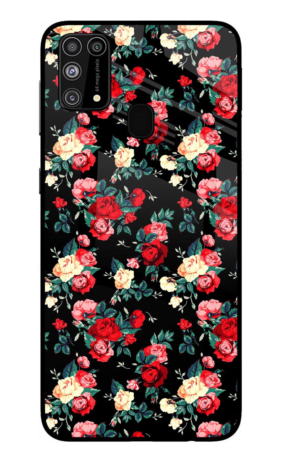 Rose Pattern Samsung M31/F41 Glass Case Back Cover by Casekaro