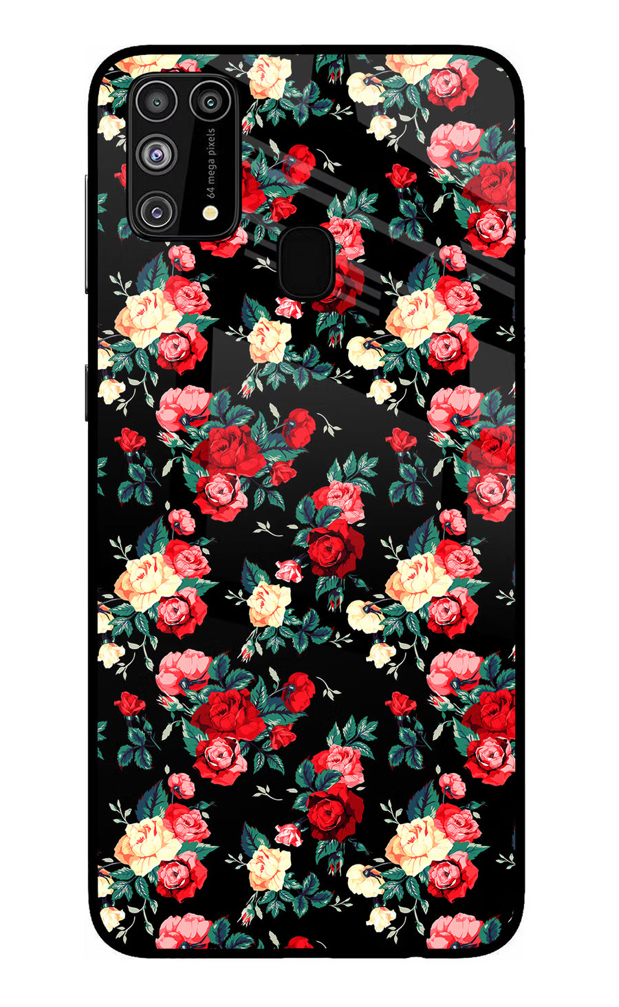 Rose Pattern Samsung M31/F41 Back Cover, Glass case