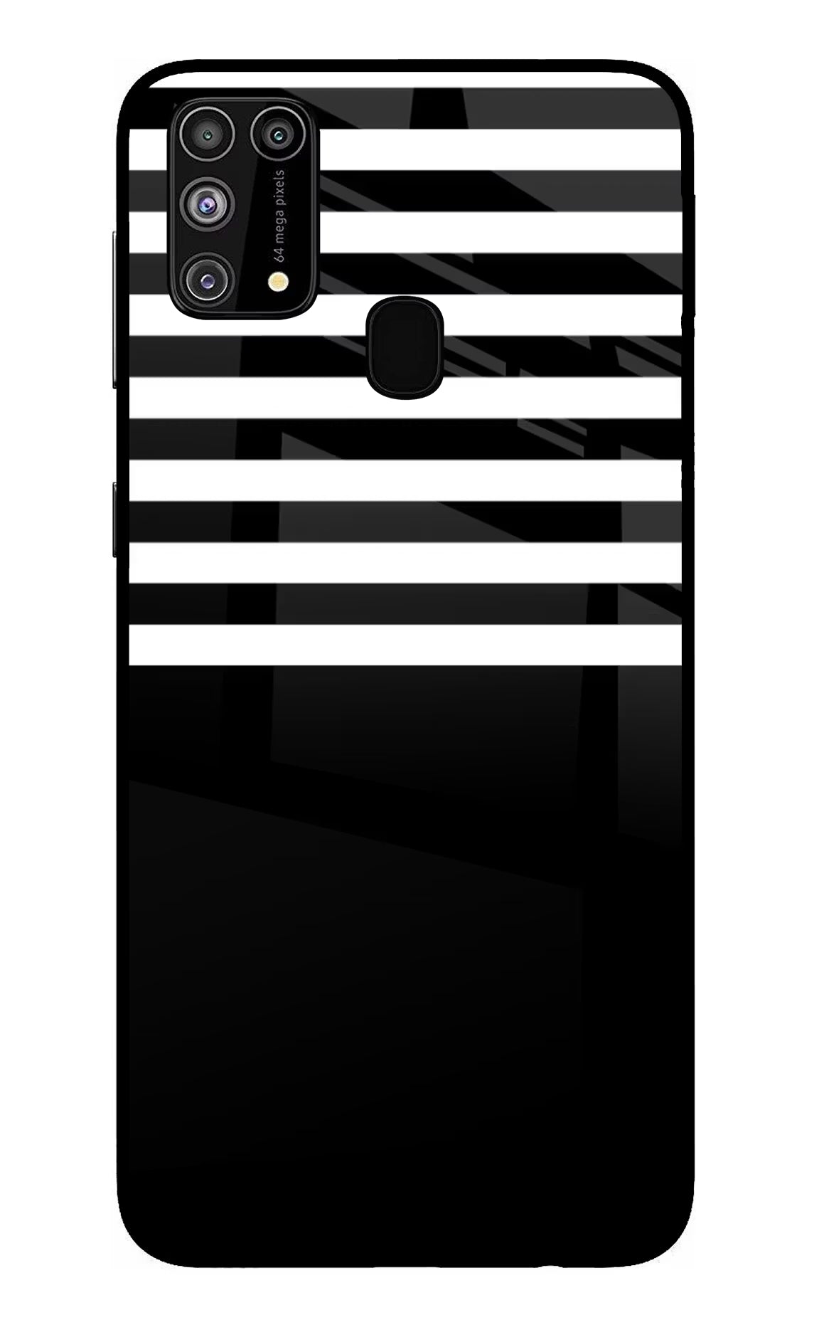 Black and White Print Samsung M31/F41 Glass Case Back Cover by Casekaro
