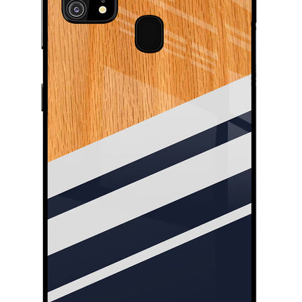 Blue and white wooden Samsung M31/F41 Glass Case Back Cover by Casekaro