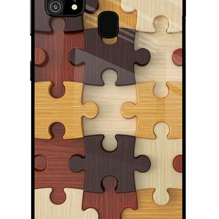 Wooden Puzzle Samsung M31/F41 Glass Case Back Cover by Casekaro