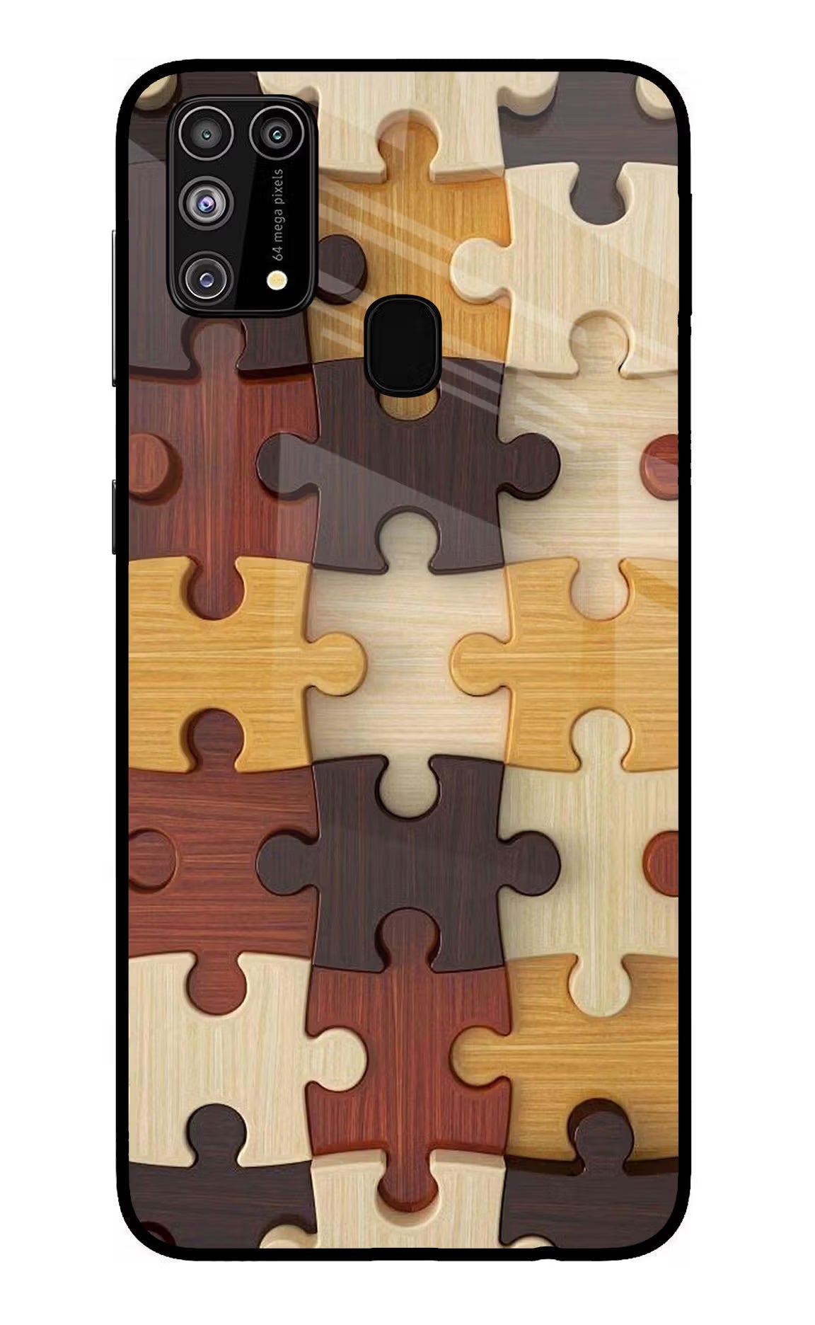 Wooden Puzzle Samsung M31/F41 Glass Case