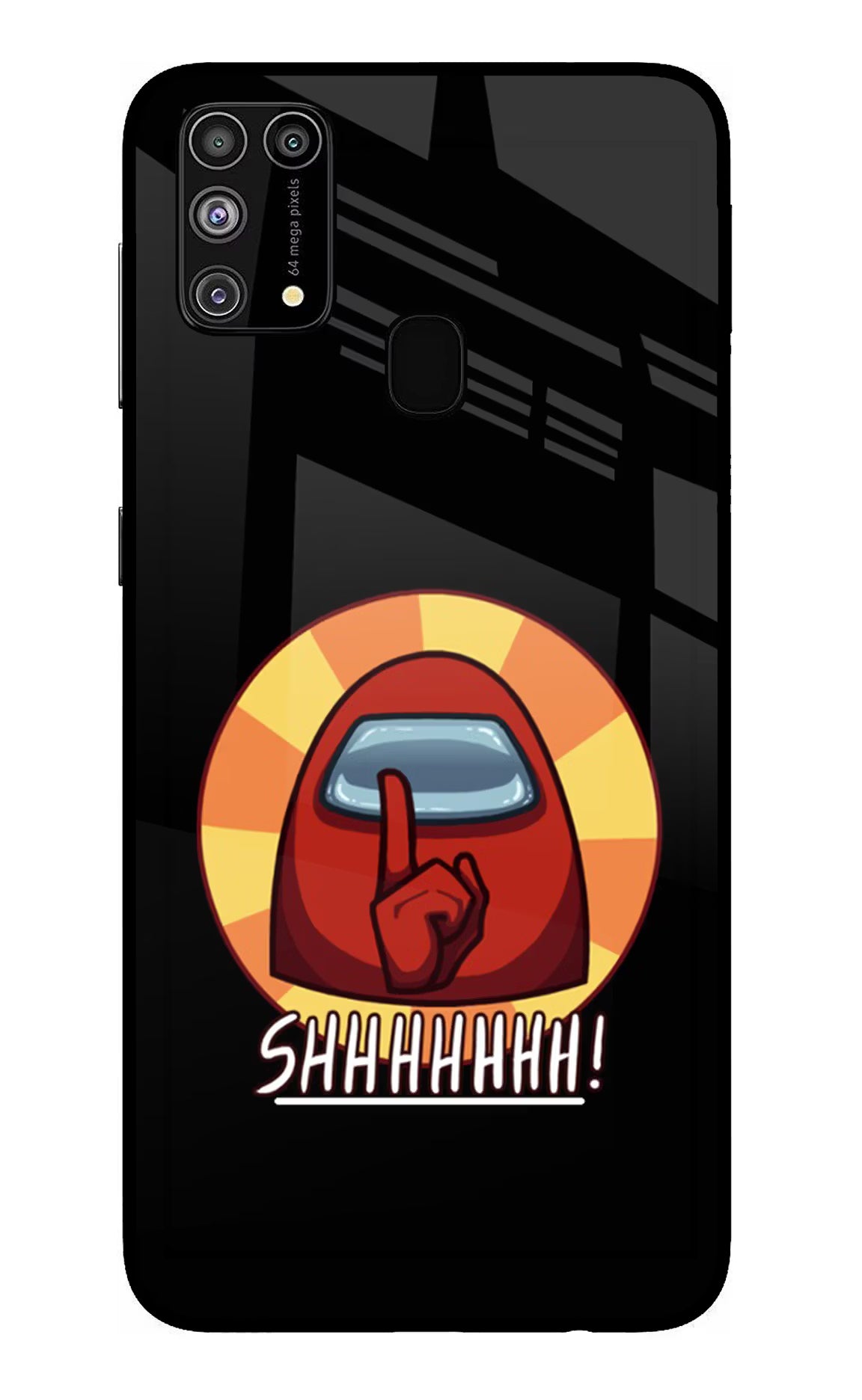 Among Us Shhh! Samsung M31/F41 Glass Case Back Cover by Casekaro