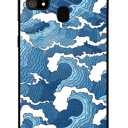 Blue Waves Samsung M31/F41 Glass Case Back Cover by Casekaro