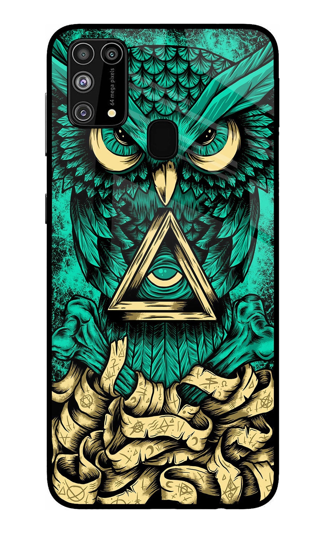 Green Owl Samsung M31/F41 Glass Case