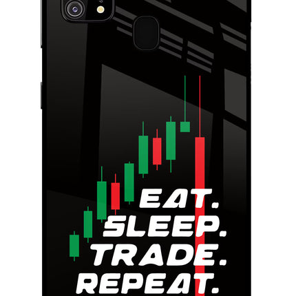Eat Sleep Trade Repeat Samsung M31/F41 Glass Case Back Cover by Casekaro