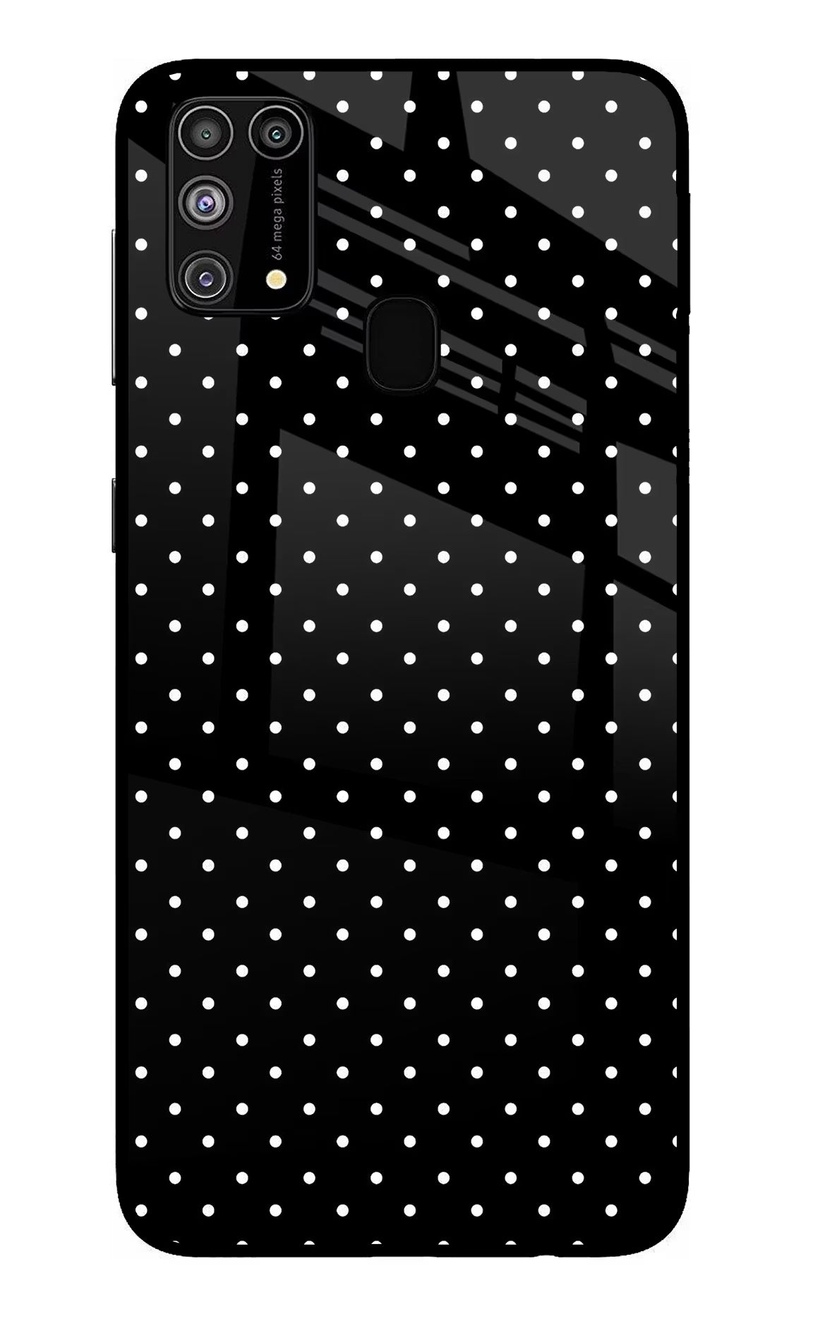 White Dots Samsung M31/F41 Glass Case Back Cover by Casekaro