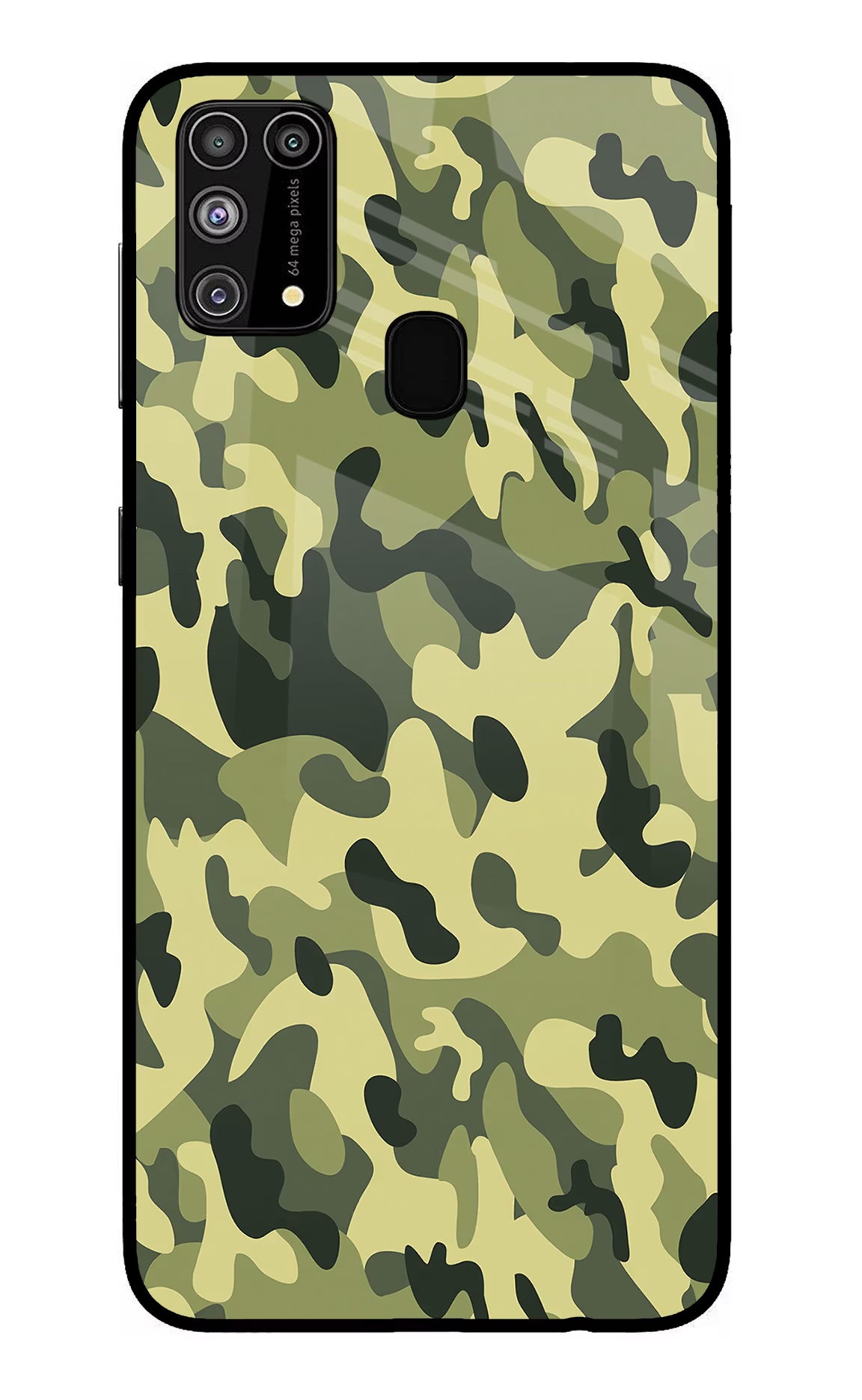 Camouflage Samsung M31/F41 Glass Case Back Cover by Casekaro