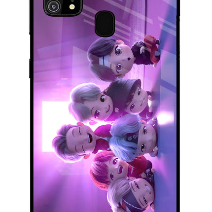 BTS Chibi Samsung M31/F41 Glass Case Back Cover by Casekaro