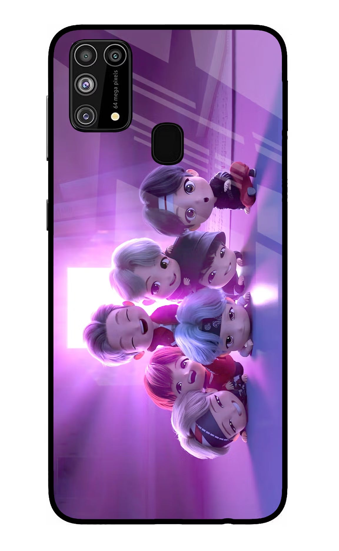 BTS Chibi Samsung M31/F41 Glass Case Back Cover by Casekaro