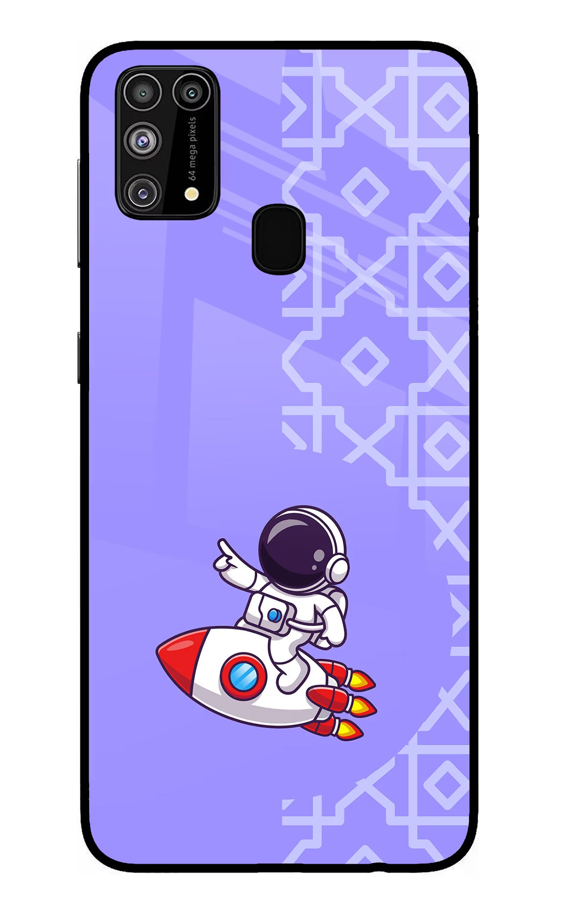 Cute Astronaut Samsung M31/F41 Glass Case Back Cover by Casekaro
