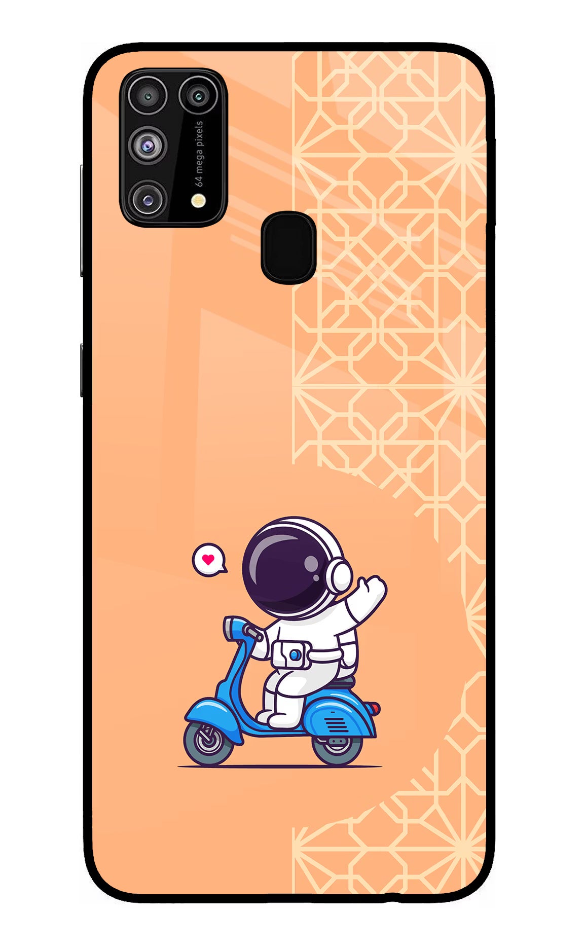 Cute Astronaut Riding Samsung M31/F41 Glass Case Back Cover by Casekaro