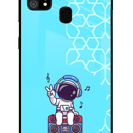 Cute Astronaut Chilling Samsung M31/F41 Glass Case Back Cover by Casekaro