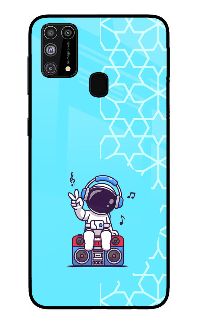 Cute Astronaut Chilling Samsung M31/F41 Glass Case