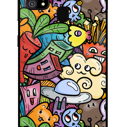 Veggie Doodle Samsung M31/F41 Glass Case Back Cover by Casekaro