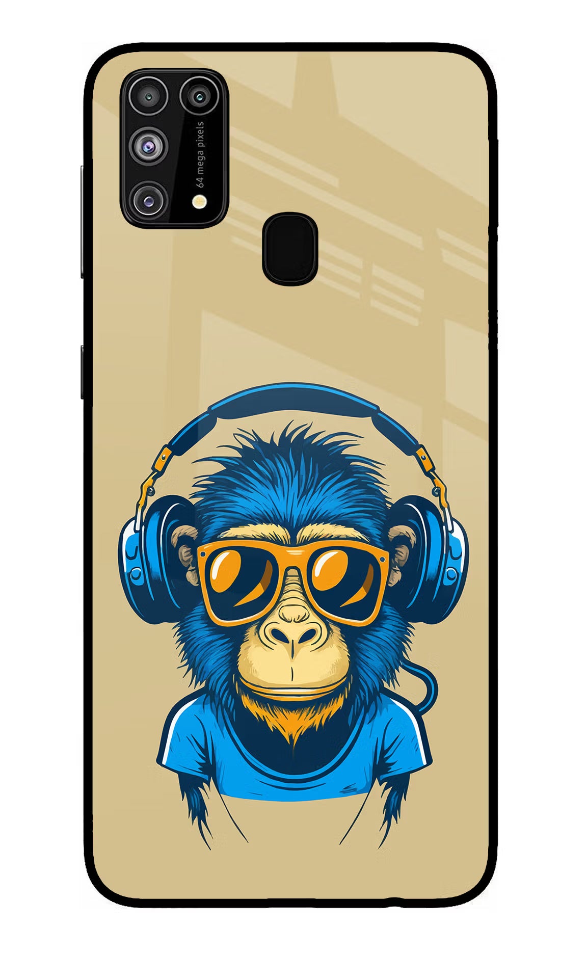 Monkey Headphone Samsung M31/F41 Glass Case Back Cover by Casekaro