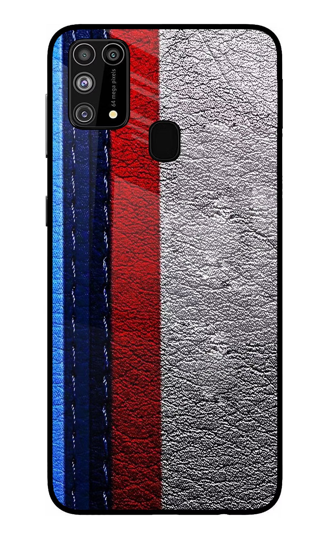 BMW Stripes Samsung M31/F41 Glass Case Back Cover by Casekaro
