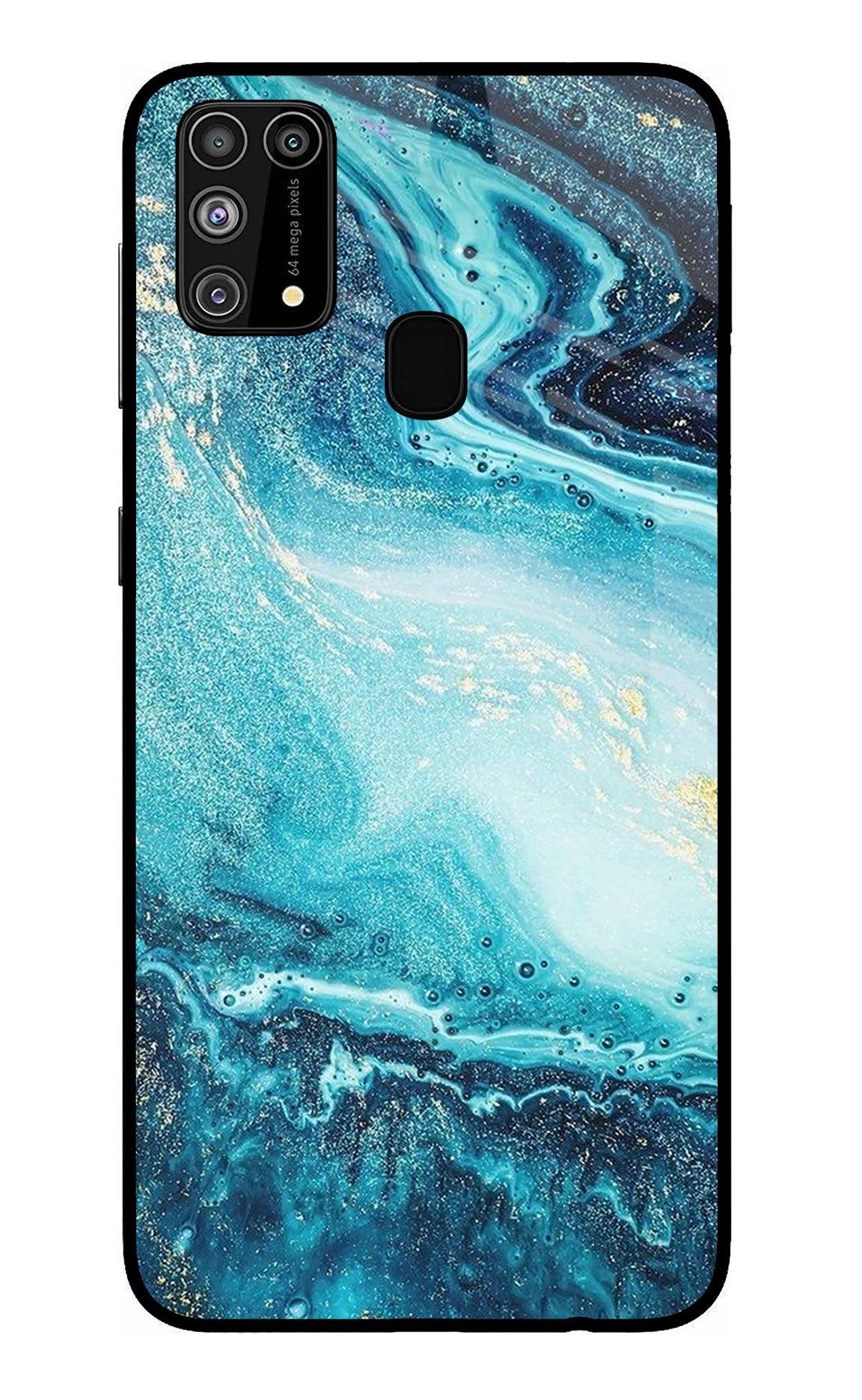 Blue Glitter Marble Samsung M31/F41 Back Cover