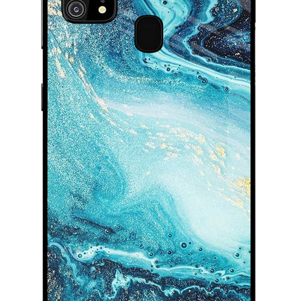 Blue Glitter Marble Samsung M31/F41 Glass Case Back Cover by Casekaro