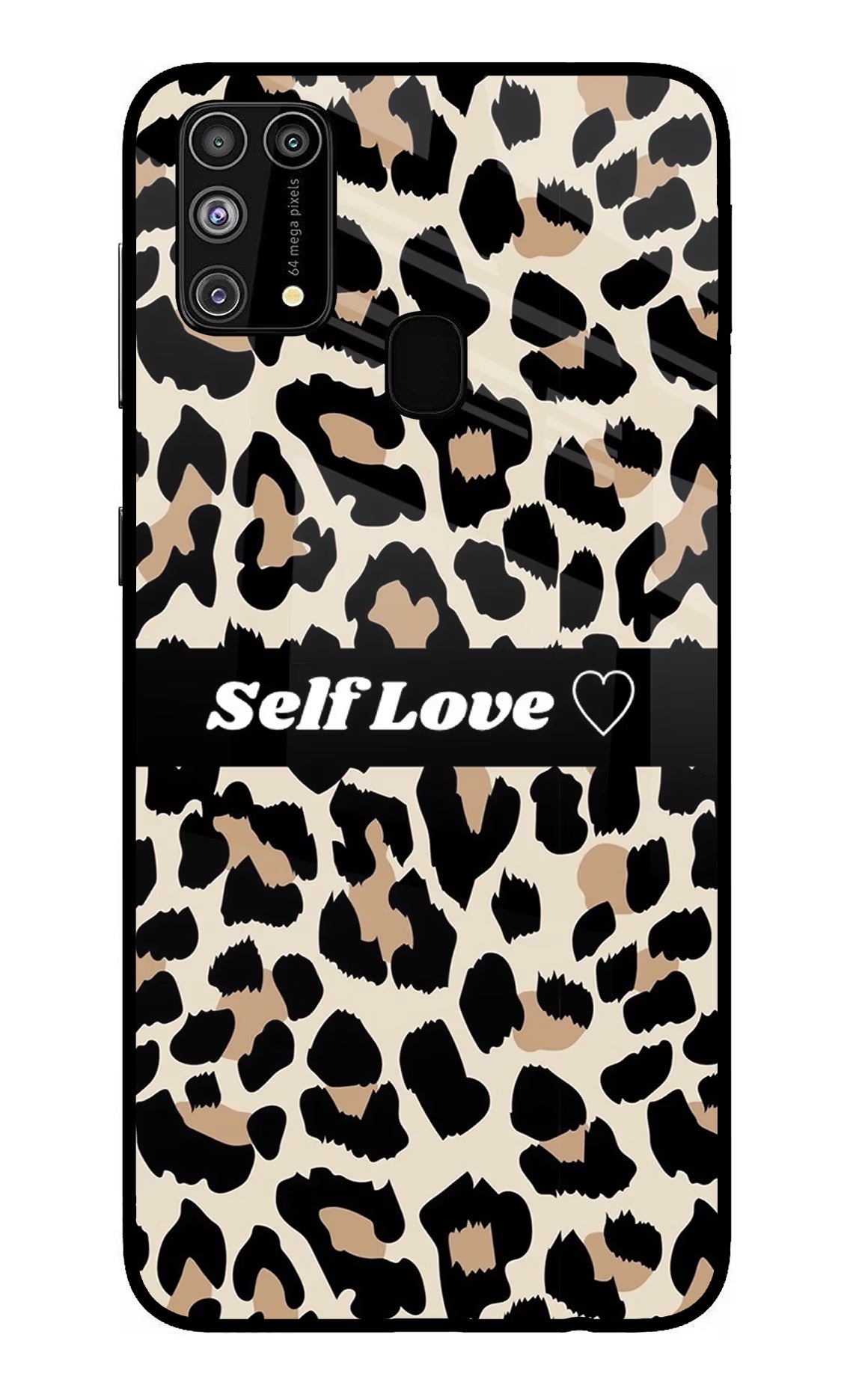 Leopard Print Self Love Samsung M31/F41 Glass Case Back Cover by Casekaro