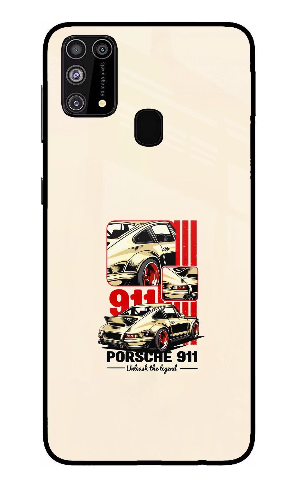 Classic Porsche 911 Samsung M31/F41 Glass Case Back Cover by Casekaro