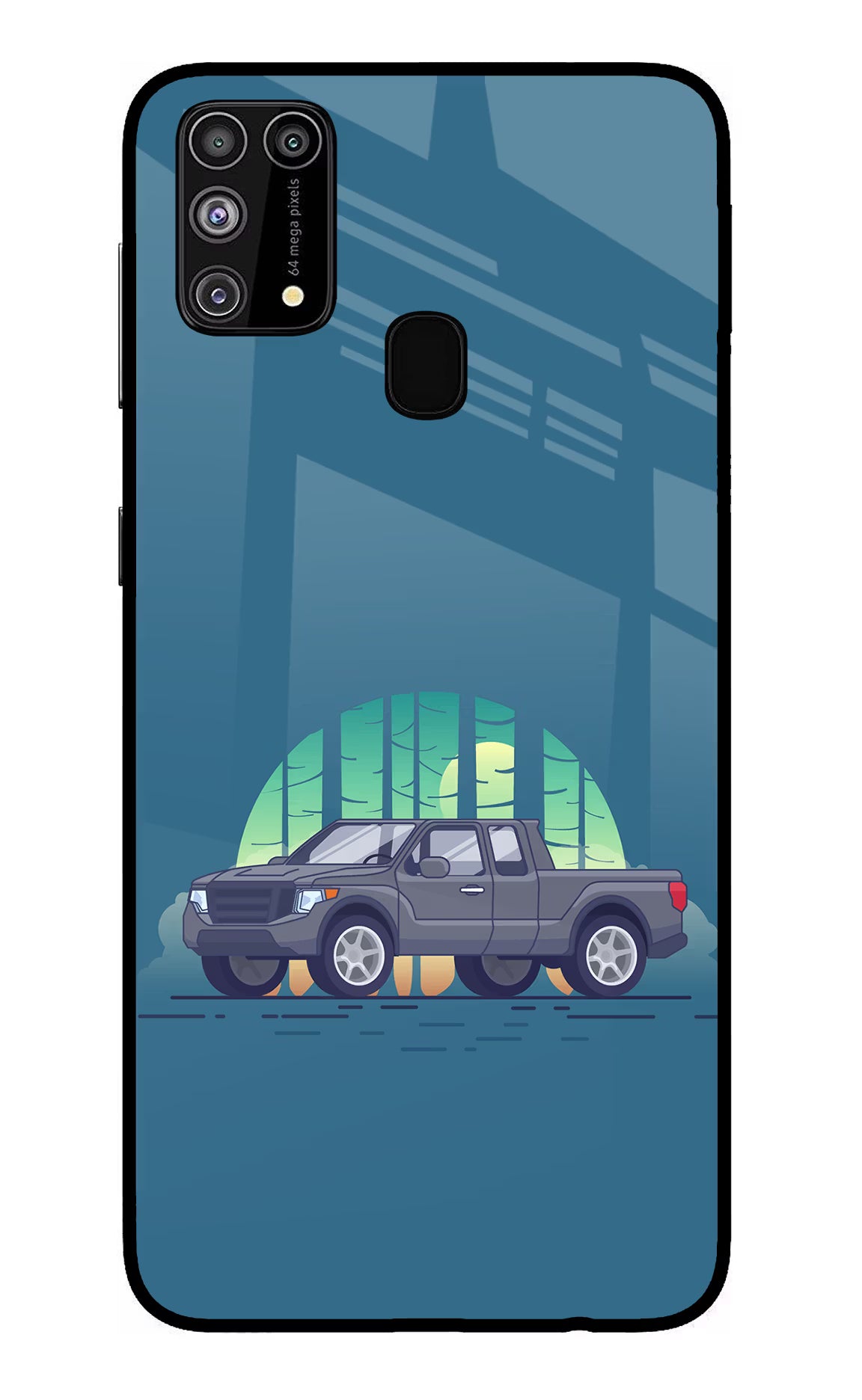 Retro Garage Vibe Samsung M31/F41 Glass Case Back Cover by Casekaro