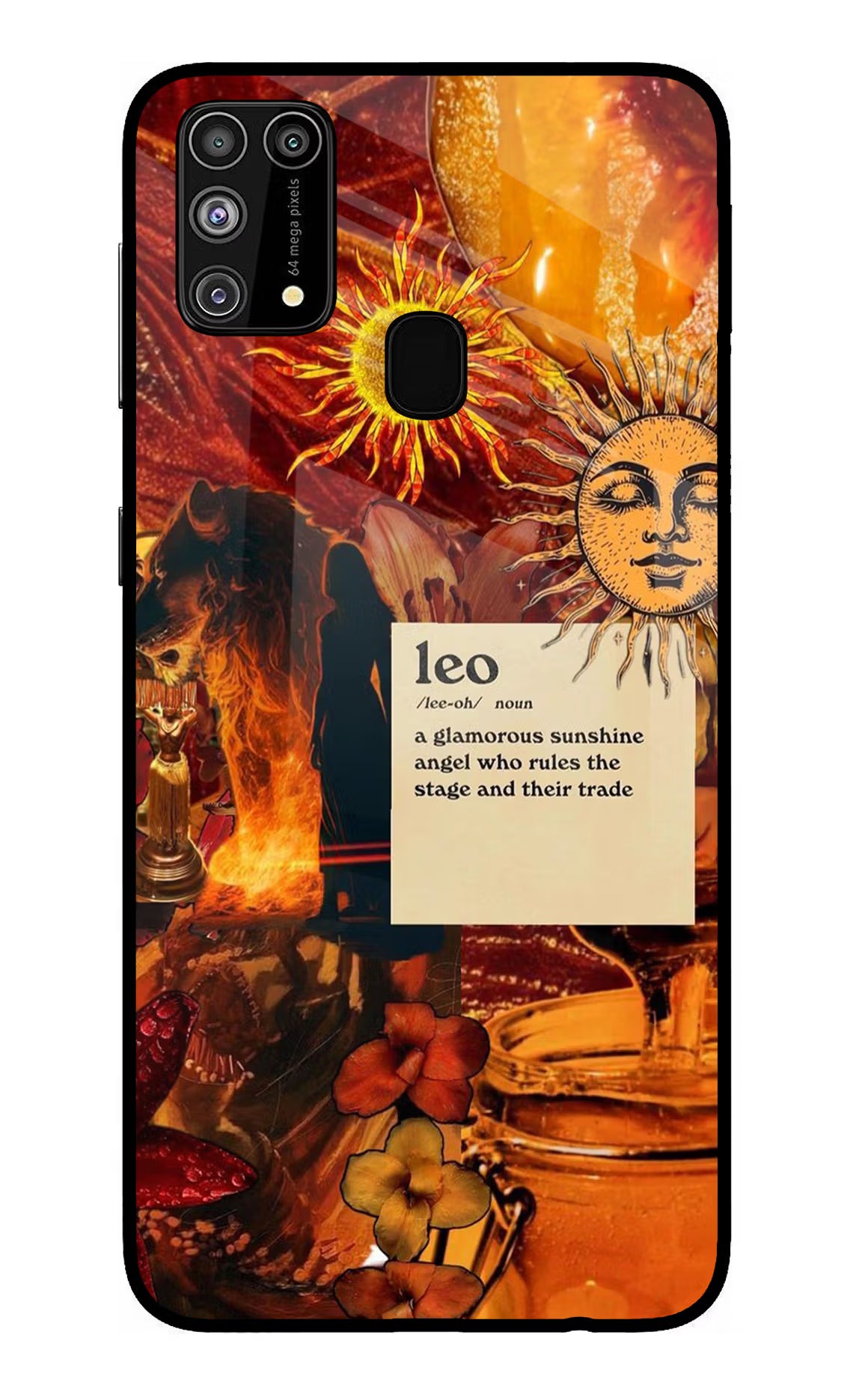 Leo Zodiac Samsung M31/F41 Glass Case Back Cover by Casekaro