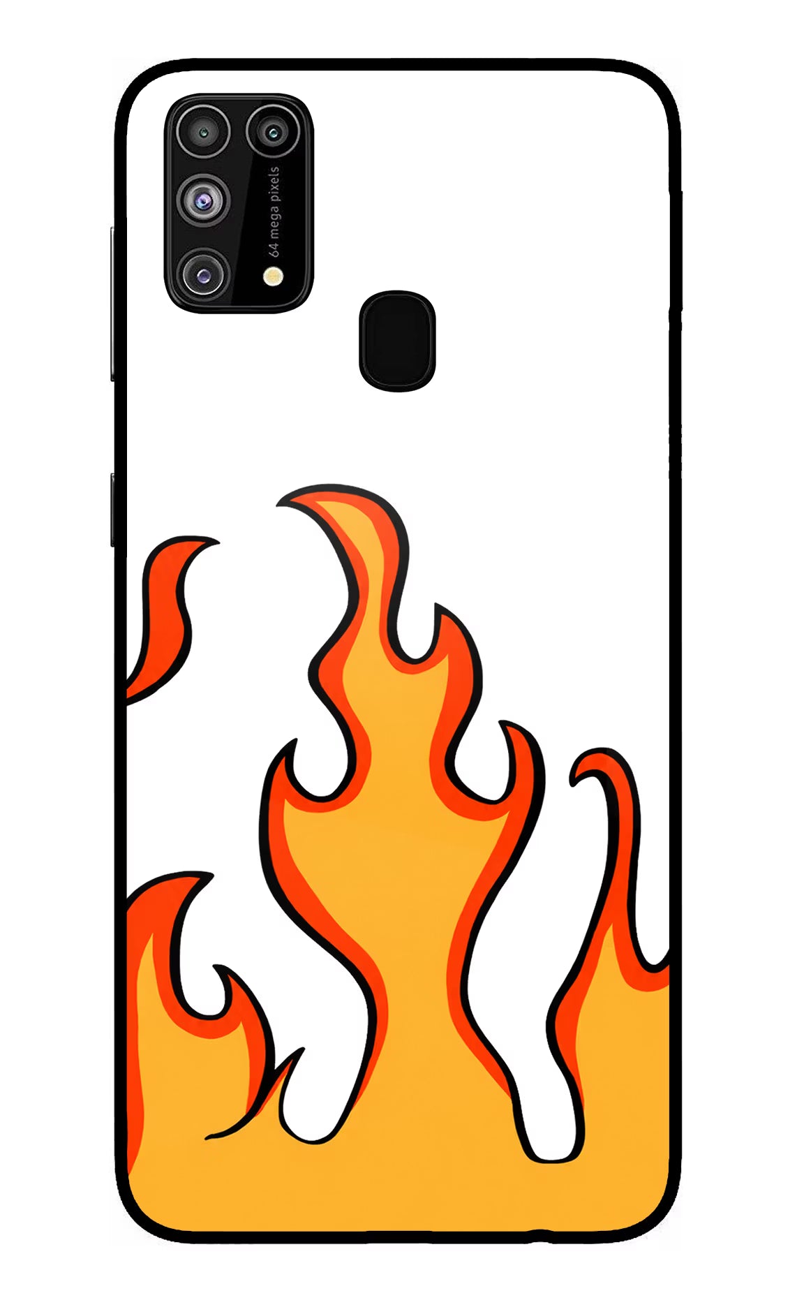 Fired Up – White Samsung M31/F41 Glass Case Back Cover by Casekaro