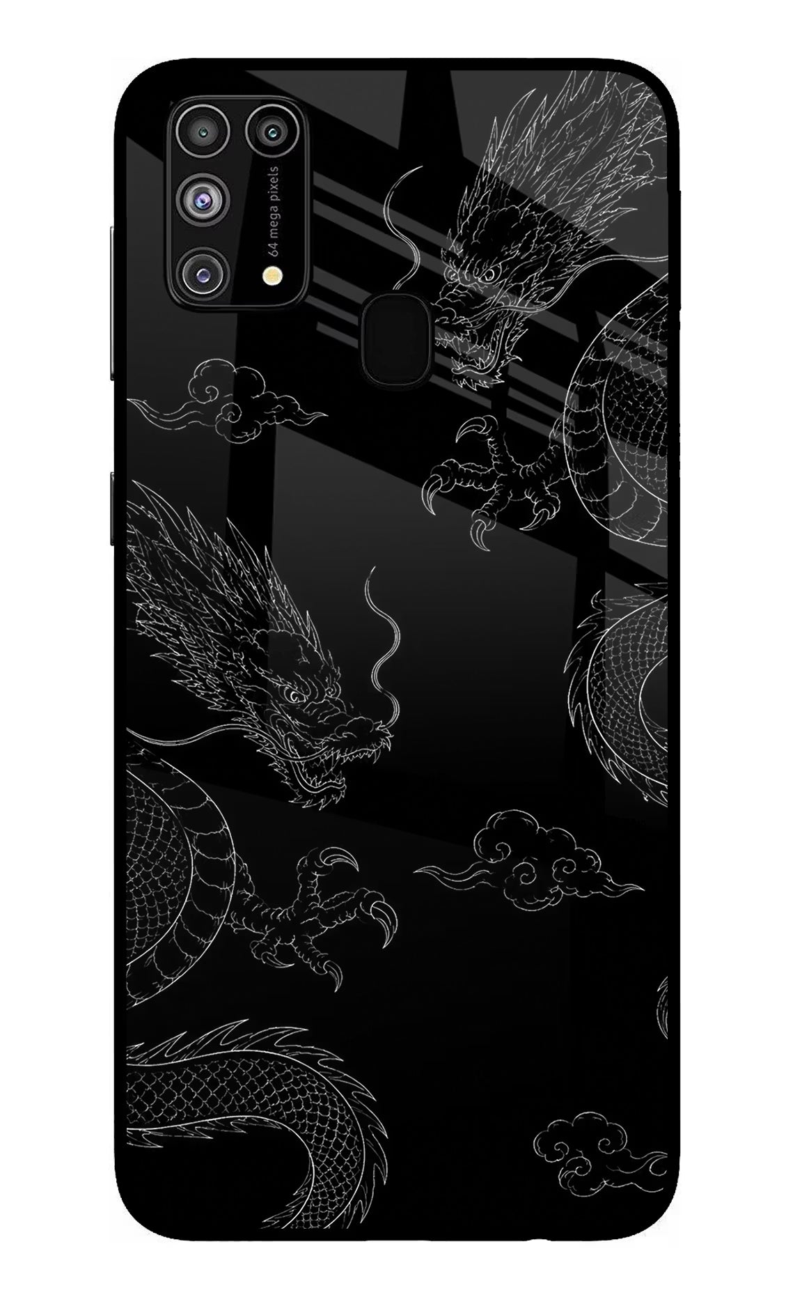 Twin Dragons Samsung M31/F41 Glass Case Back Cover by Casekaro