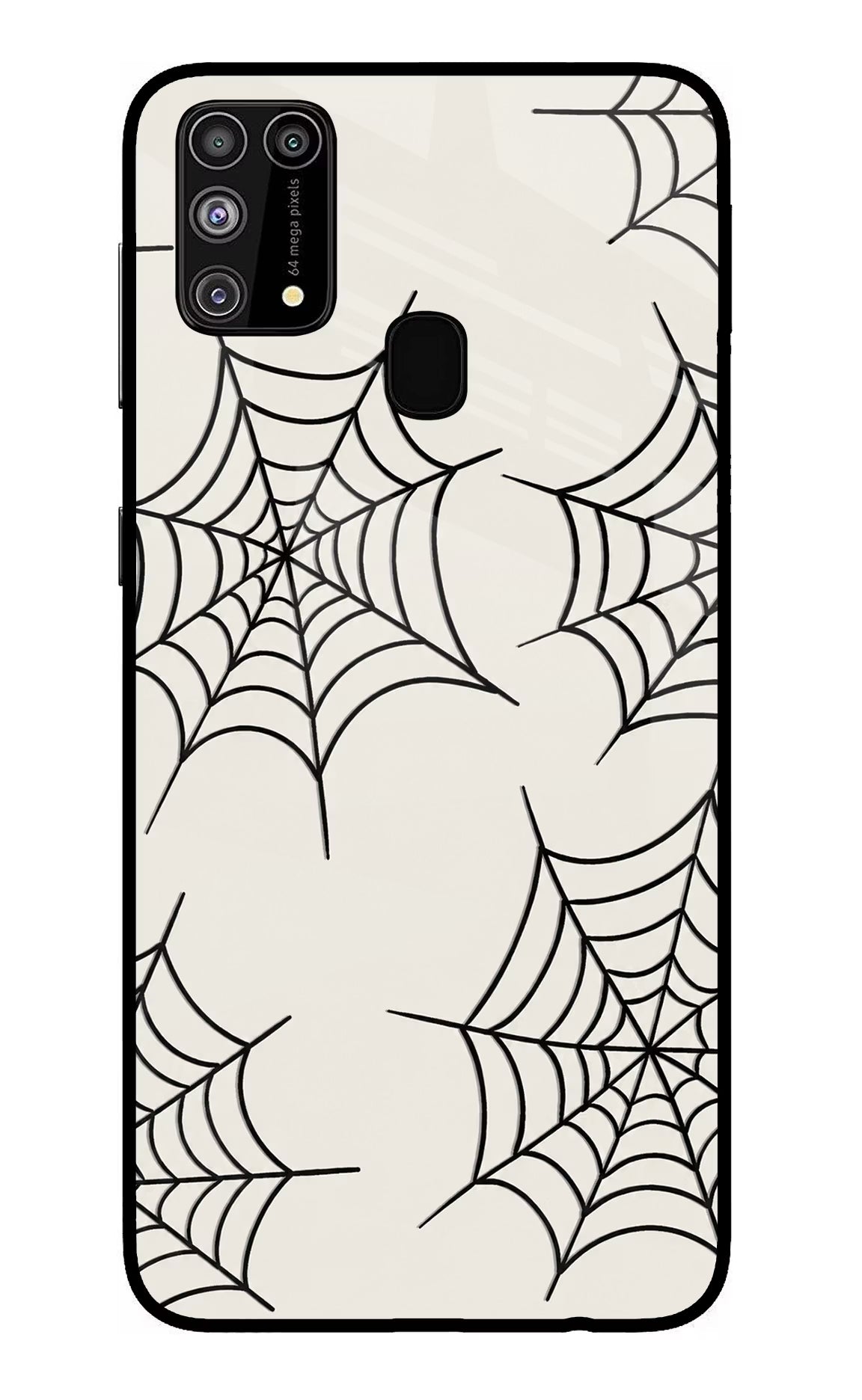 Spider Web Samsung M31/F41 Glass Case Back Cover by Casekaro