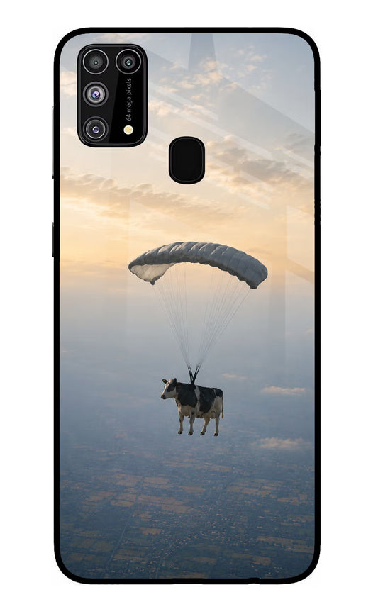 Skydiving Cow Samsung M31/F41 Glass Case